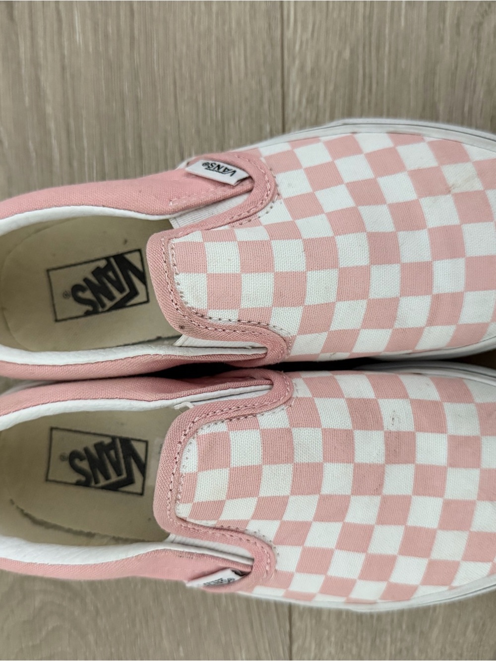 Vans Kids Slip-On Checkerboard Pink and White Sneakers - Picture 2 of 5